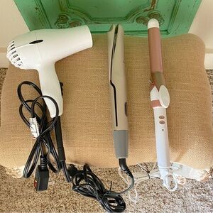 Conair Hair Dryer, Wave Iron and White Curling Iron Set VGUC